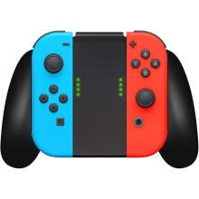 Joy-Con-Ladegriff kompatibel mit Nintendo Switch – Ergonomisches Design, 2 m langes USB-C-Kabel, Akkuanzeige, Laden während des Spielens