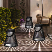 Linterna solar exterior impermeable con forma de rejilla, linterna decorativa solar para jardín, patio, porche.