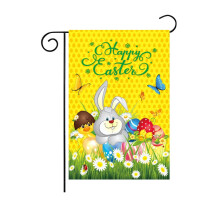 Bandeira de Jardim de Páscoa 30x45cm Coelho de Desenho Animado Floral Boas-vindas Primavera Bandeiras de Jardim para Exterior