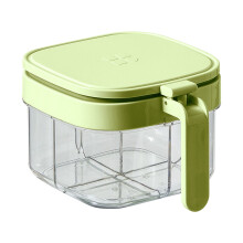 1 Transparent 4-Compartment Spice Box, Household Kitchen Spice Jar, Spice Container, Salt Shaker, Kitchen Cooking Utensil.,Green,One Size