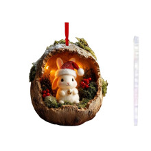 Wald-Eichel-Tierornamente – Hasenanhänger, gemütliche Wald-Weihnachtsbaumdekoration, personalisiertes Geschenk mit Eierschale und Waldtiermotiv