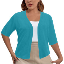 Oversized-Cardigan für Damen, einfarbig, kurzärmelig, Kimono-Top mit offener Vorderseite, leichte, lässige Blusenjacke, XL-5XL, passend zur