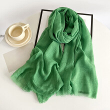 Lenço feminino de cor sólida, xale leve em mistura de algodão com textura semelhante ao linho e bordas com franjas, lenço grande ideal para