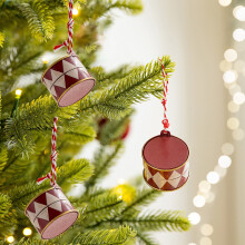 Tambor gongo nórdico de ferro pintado, decoração natalina para mesa, árvore de Natal, ambientes internos e externos, decoração para festas em