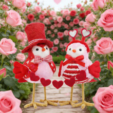 Conjunto de 2 estatuetas de pássaros para o Dia dos Namorados – Enfeites românticos de pássaros do amor em resina, pintados à mão, decoração
