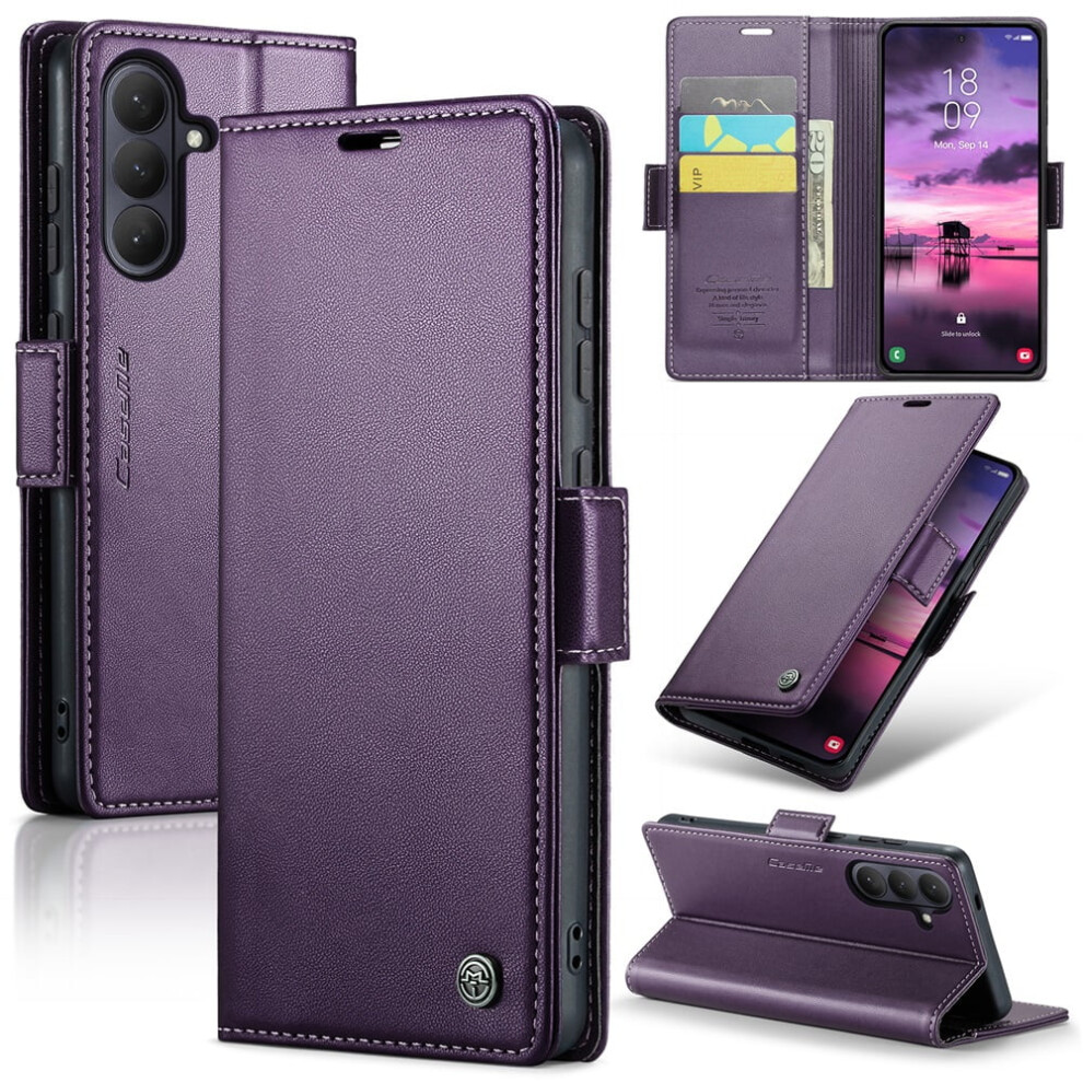 Caseme Leather Wallet Case For Compatible With Samsung Galaxy S26+ 5G & S25 5GâRfid Blocking, Magnetic Clasp, Kickstand, Purple 9482726174370