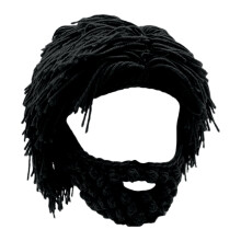 Parochňa, brada, klobúky, kreatívna barbarská pletená parochňa, vtipná pletená čiapka, brada, vtipná párty, lyžiarska maska, čierna