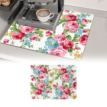 Tapis de table en silicone pour coin café – Absorbant, anti-taches, égouttoir à vaisselle pour plan de travail, se glisse sous la cafetière,
