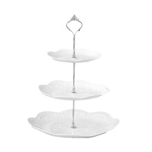 Soporte de 3 niveles para frutas secas, ideal para pasteles, aperitivos y frutas | Plástico ligero y resistente | Bandeja de servir que ahorra