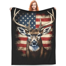 Deer Fleece Throw Blanket 50x60in Soft Warm Lightweight