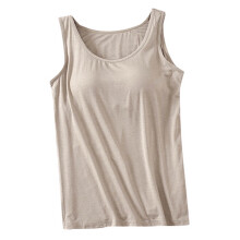 Dames camisole top met ingebouwde gewatteerde bh, basic ademende tanktop, kaki, XXXXL