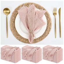 Cotton Linen Napkins 16 x 16 Inch 12 Pack