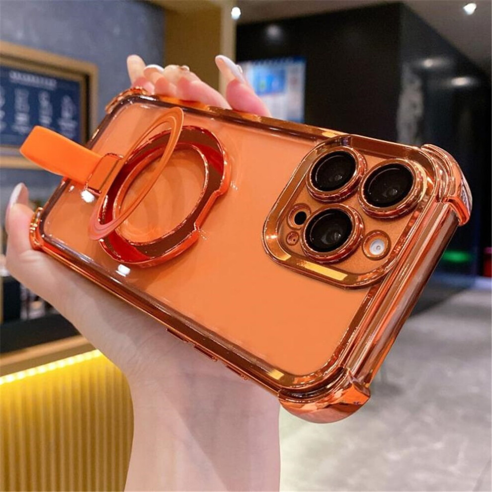 Transparent Magsafe Case For Iphone 14 Pro Â Crystal Back With Ring Stand, Orange 9482726173083