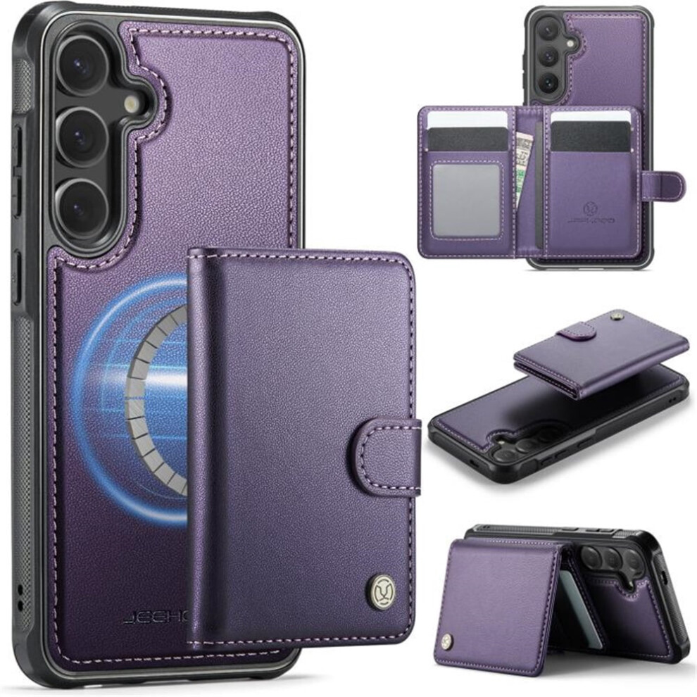 Jeehood Case For Samsung Galaxy S24 5G: Rfid-Blocking, Magsafe-Compatible, Detachable 2-In-1 Wallet & Kickstand, Pu Leather, Purple 9482726173007