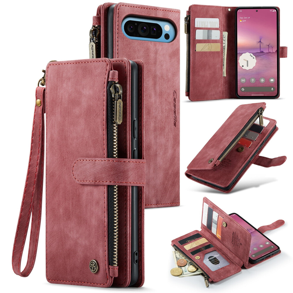 Caseme Wallet Case For Google Pixel 9 Pro Xl (6.8") Â Pu Leather, Magnetic Flip, Lanyard, Zipper Card Holder, Compatible With Pixel 9 Pro Xl 9482726173571