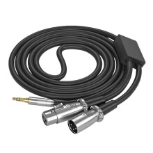 Cable de extensión para micrófonos, de 3,5 mm a doble pin auxiliar.