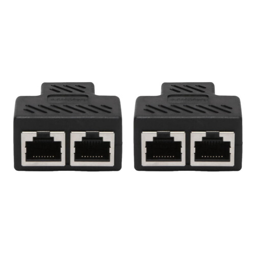 Προσαρμογέας διαχωριστή RJ45 2 θυρών, βύσμα επέκτασης δικτύου Ethernet, παρτίδα 2