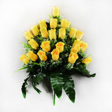 All-Weather Cemetery Silk Flower Arrangement - UV-Resistant Red Lilies & White Daisies Bouquet for Graveside Winter Decor