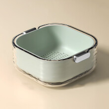 Lavabo pentru legume cu strat dublu, verde avocado, stivuibil și detașabil – compatibil cu toate chiuvetele