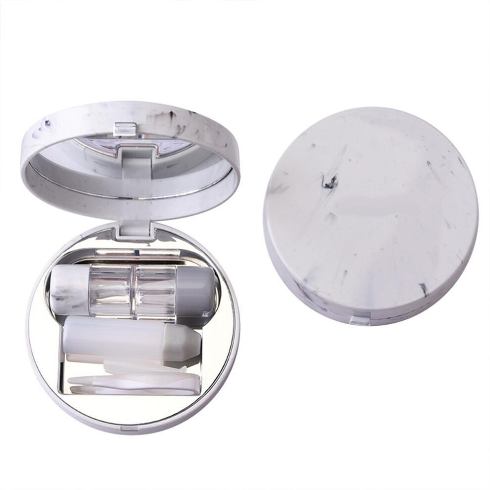 Elegant Contact Lens Case, Portable And Practical Box With Mirror, Showcasing A Stunning Marble Design And Leakproof Cap