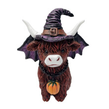 Figurine de vache des Highlands en résine, décoration d'Halloween, décoration intérieure/extérieure, statue de chat de dessin animé,