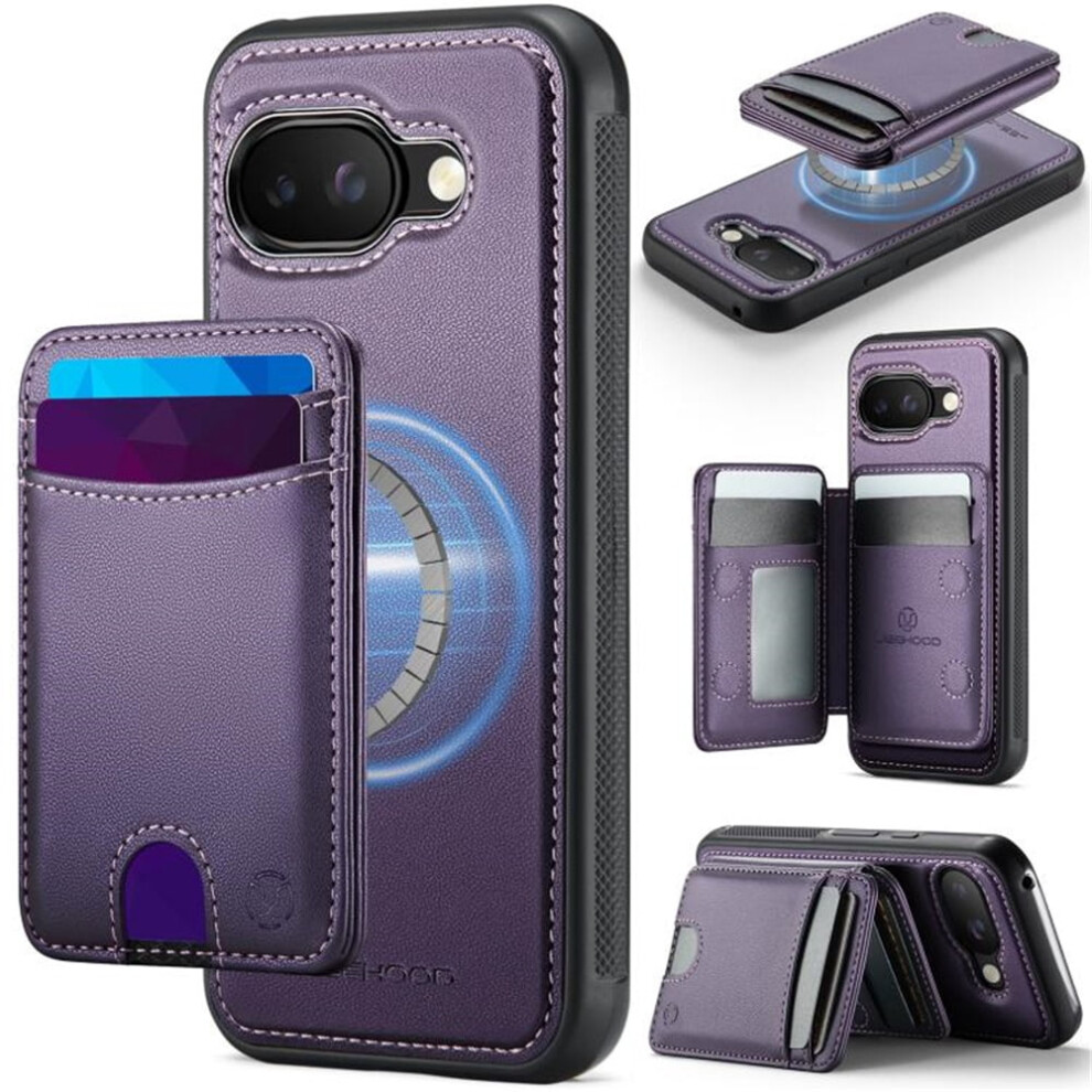 Jeehood Rfid-Blocking Pu Leather Case For Google Pixel 9A, Compatible With Magsafe, 2-In-1 Detachable Wallet & Kickstand, Purple 9193271130000
