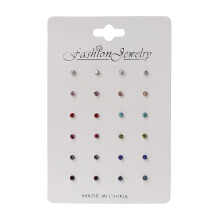 12-pair Birthstone Crystal Nose Lip Stud Rainbow Cubic Zircon Stud Earrings Gift