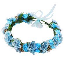 Blumenkranz, Blumenstirnband, Haarschmuck für Blumenmädchen, Haarschmuck für Damen und Mädchen, Blumenhaarschmuck, Einheitsgröße, Blau