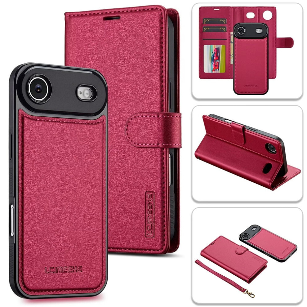 Lc.imeeke 2-In-1 Detachable Wallet Case For Iphone Air 6.5", Rfid Blocking, Shockproof, Wrist Strap, Â Compatible With Iphone Air Red 9193271131793