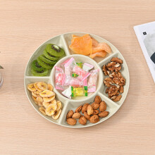 Plateau de service compartimenté, plateau à fruits incassable, plateau à 6 sections pour apéritifs, noix, bonbons, fruits secs, légumes