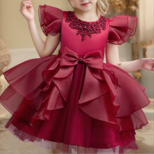 Rochie de mireasă fără mâneci, cu flori și fundă, pentru fete de la 2 la 10 ani – Rochie de prințesă din tul pentru nuntă, domnișoare de