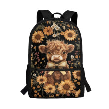 Rucsac școlar Baby Highland Cow pentru copii de 5-12 ani, rucsac ușor și casual cu buzunar frontal cu fermoar – compatibil cu școala, tabăra