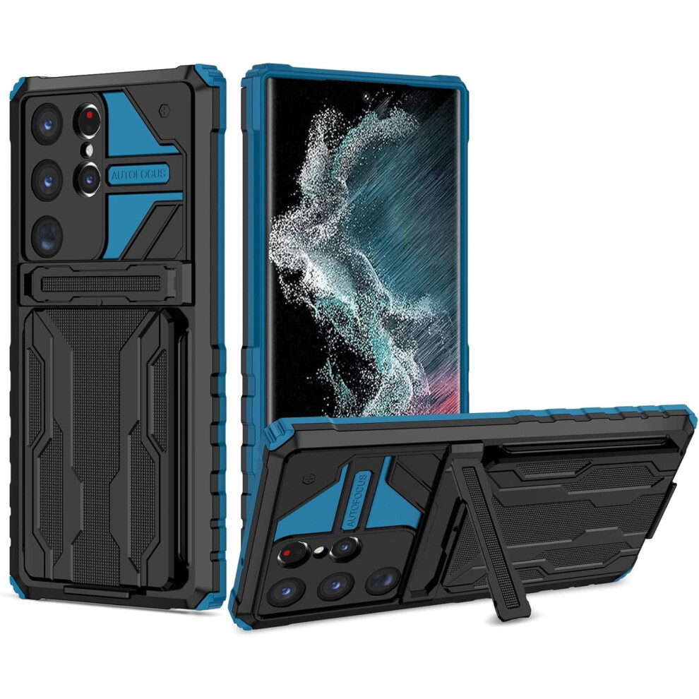 Military-Grade Dual-Layer Case For Galaxy S23 Ultra: Built-In Kickstand, Card Holder, Shockproof Protection – Compatible With Samsung Galaxy S23 9193271132455