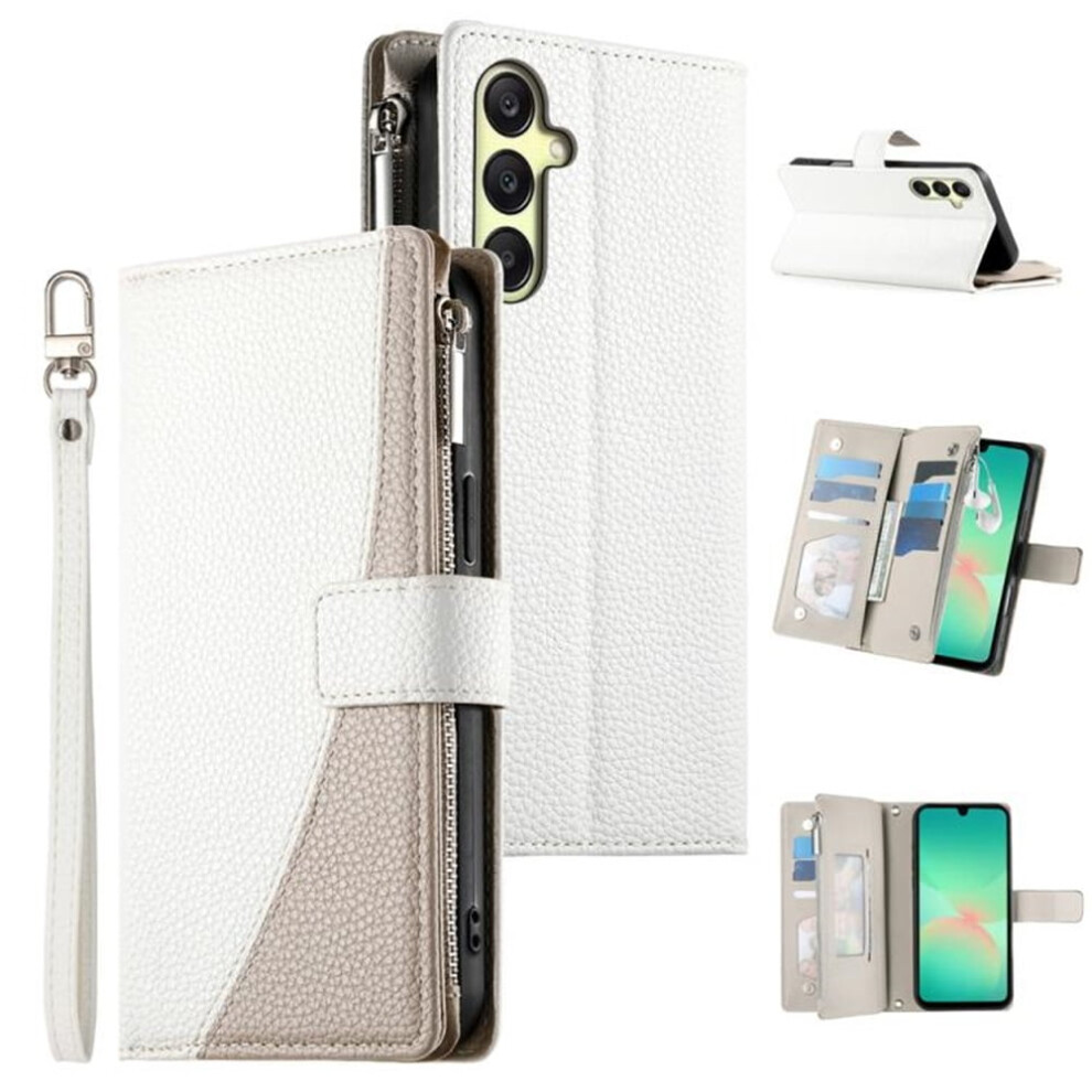 Compatible With Samsung Galaxy A16/A17 4G 6.7" Pu Leather Flip Wallet Case With Magnetic Closure, Multi Card Slots, Zipper Pocket & Hanging Rope – 9193271132240