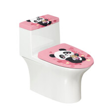 Ensemble de housse de couvercle de toilette souple Panda Bubble Tea avec fond élastique