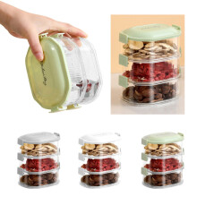 Boîte de rangement grise à plusieurs niveaux (3 pièces) pour épices et fruits secs, bocal hermétique pour poivre du Sichuan, anis étoilé et