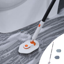 Brosse de nettoyage télescopique 3 en 1 pour salle de bain – Extensible, rotative, avec poils résistants, poignée ergonomique, compatible avec