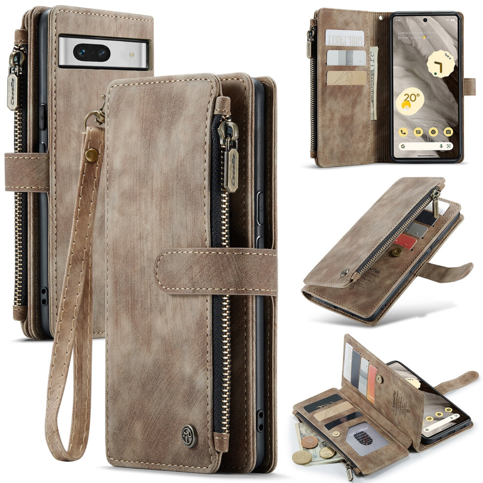 Caseme Wallet Case For Google Pixel 7A Pu Leather Brown 975221341372