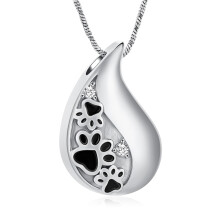 Pet Paw Print Teardrop Urn Necklace for Ashes / Urn Keychain for Ashes for Dog/Cat Pet Ashes Keepsake Memorial Pet Cremation Necklace / Keychain