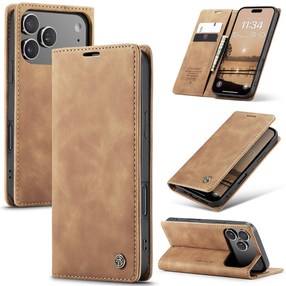 Caseme Leather Flip Wallet Case For Iphone 17 Pro Brown 975221434937