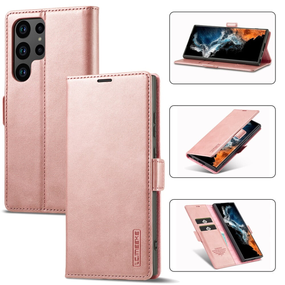 Lc.imeeke Leather Flip Wallet Case For Compatible With Samsung Galaxy S25 Ultra 5G Â Magnetic, Card Holder, Kickstand, Shockproof 9327961775046