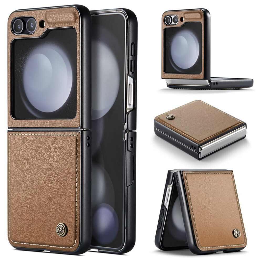 Caseme Leather Wallet Case For Samsung Galaxy Z Fold5 Â Rfid Blocking, Magnetic Clasp, Kickstand, Brown 9353595687721