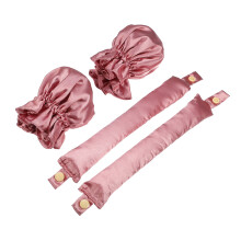 4 Pcs Heatless Hair Curler Satin Heatless Curling Set with Hair Caps Pink 9.25"x1.57"