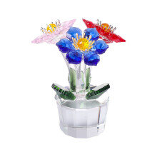 Maple Leaf Flower Figurine Crystal Glass Ornament Tri-color