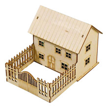 1/60 Wooden Miniature House Unpainted Ornament 3D Accessory Architecture Scene Landscape Building Model for Teens Adults Gift Style C