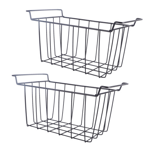 Hanging Wire Mesh Basket For Refrigerator Cabinet, Stackable Utility Storage Bin With Sturdy Construction, Under Shelf Organizer Elegant And Modern 2