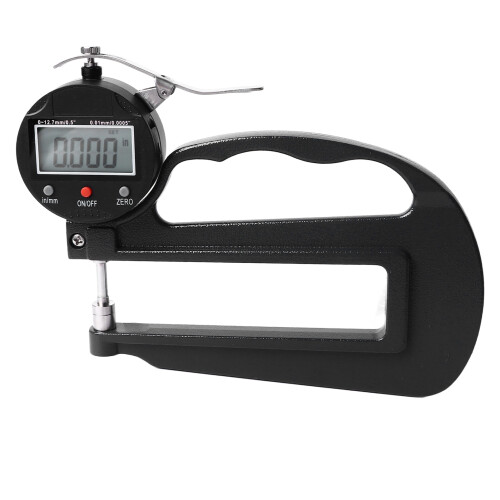 Aluminum Alloy Digital Thickness Meter for Material Testing, Clear Digital Display with0.01mm Resolution, Spring-Loaded Spindle High Accuracy 1