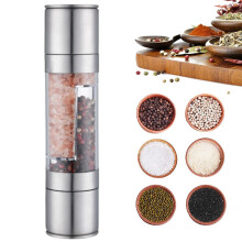 Stainless Steel Salt or Pepper Grinder - Adjustable Sea Salt Grinder or Pepper Mill - Manual 2-in-1 Spice Shaker - Spice Mill