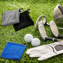 Golf Ball Cleaning Cloth Fine Fiber Towel for Golf Course & Outdoor Sports Grey