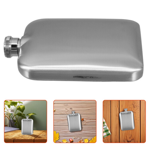 Silver Stainless Steel Flask Portable Vintage Design